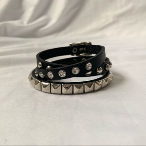 Edgy Crystal Metal Wrap Around Bracelet